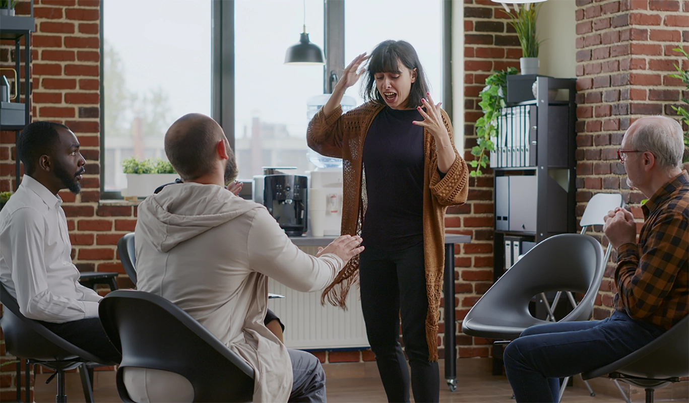group of people in discussion