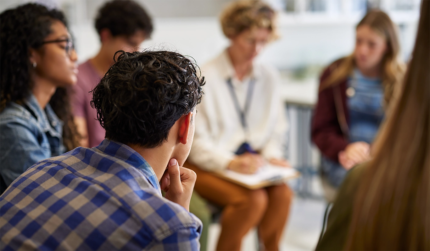 group of people in session