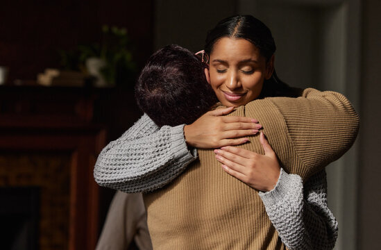 Woman hugging a person