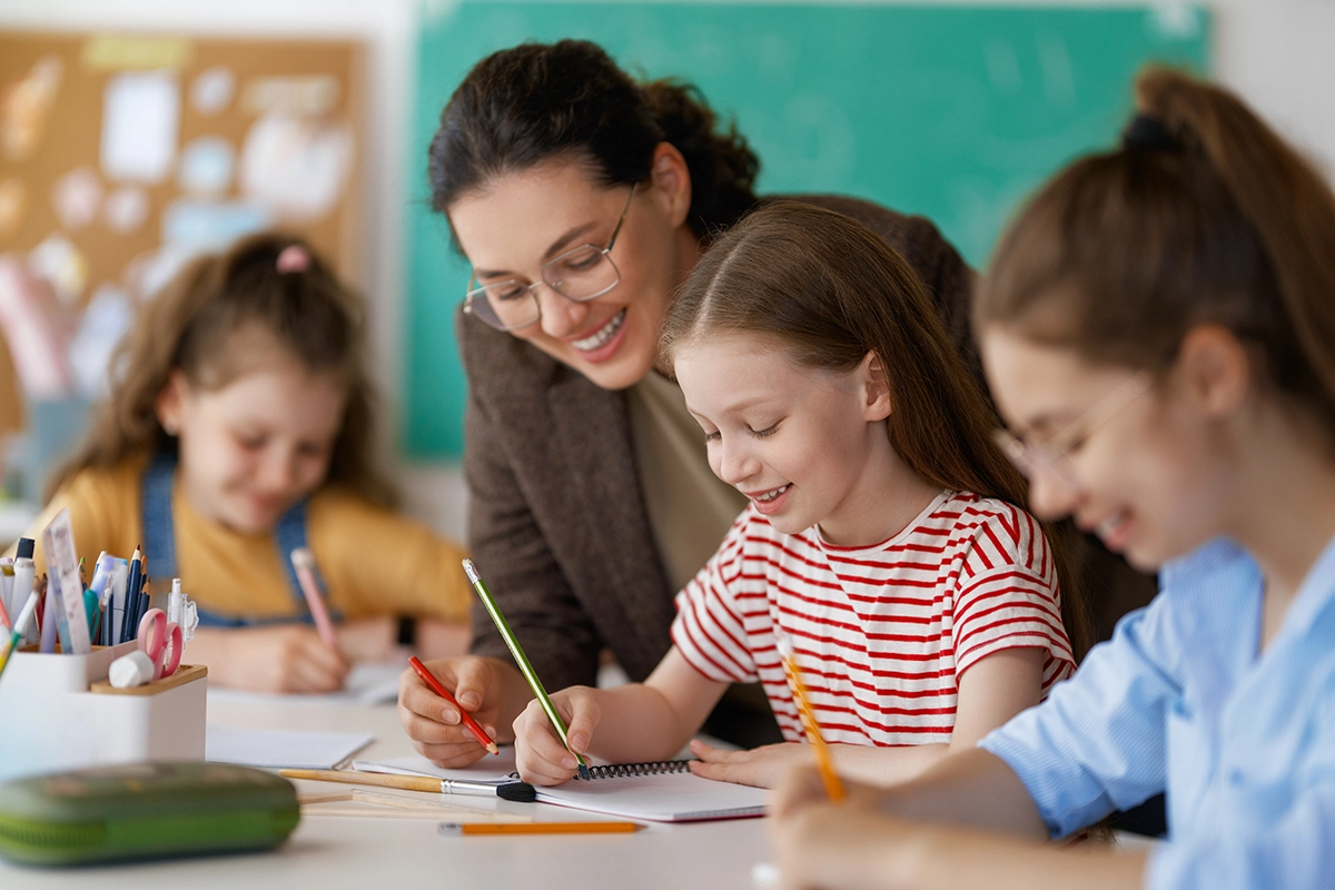 teacher with children